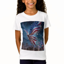 Camiseta Patriótica para Meninas de 4 de Julho – E