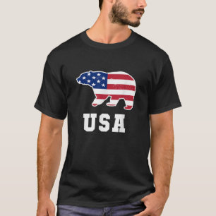 Camiseta Patriótica USA Bear Bandeira Americana Para Patrio
