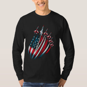 Camiseta Patriótica USA Flag Fighter Jets Boys 4 de julho