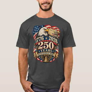 Camiseta Patriótica Vintage 250 Anos EUA 1776–2026