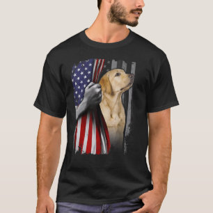 Camiseta Patriótica Yellow Labrador American Flag Dog Famil