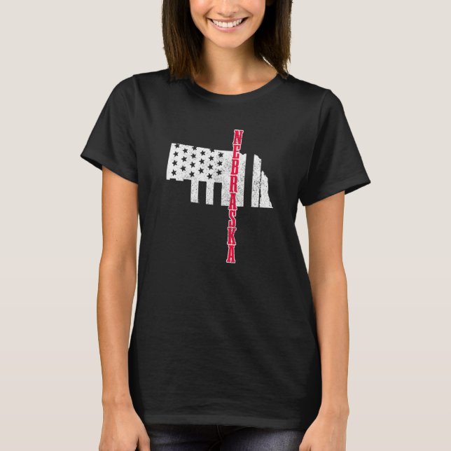 Camiseta Patriótico 4º do Orgulho do Mapa da Bandeira Ameri (Frente)