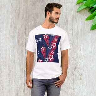 Camiseta Patriótico 4 de julho Estrelas Vermelhas Branco e