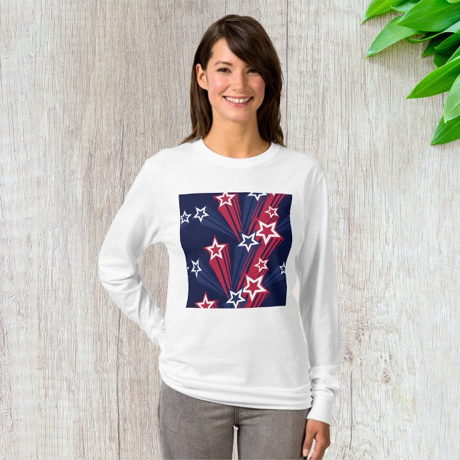 Camiseta Patriótico 4 de julho Estrelas Vermelhas Branco e  (Criador carregado)