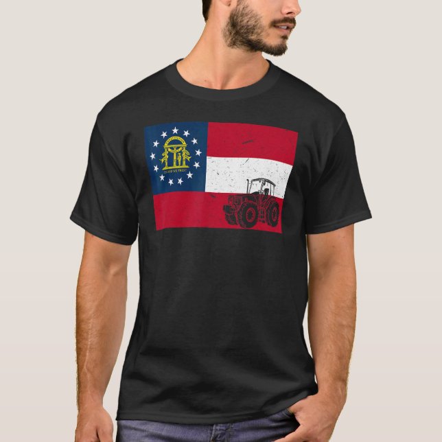 Camiseta Patriótico Agricultor Americano Trator Ge (Frente)