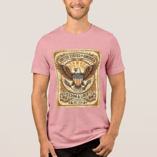 Camiseta Patriótico Águia Careca Vintage Envelhecido