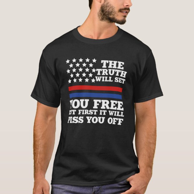 Camiseta Patriótico Americano A Verdade Vai Libertá-Lo 2 (Frente)