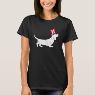Camiseta Patriótico Americano Dachshund 4 De Julho Tio Sam