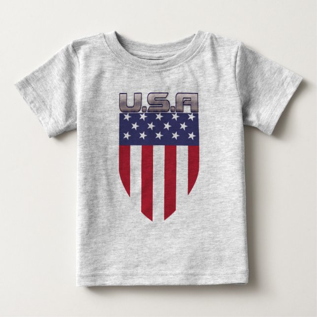 Camiseta Patriótico americano Flag Shield (Frente)