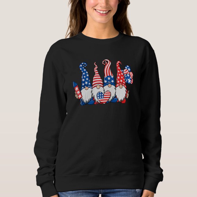 Camiseta Patriótico Americano Gnomos Usa Independência Dia  (Frente)