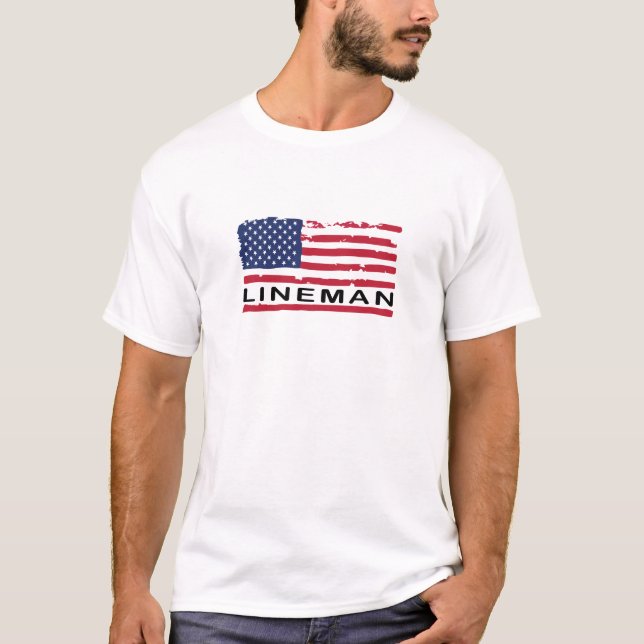 Camiseta Patriótico Americano Lineman (Frente)
