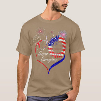 Camiseta Patriótico Atendedor Sunflower 4 de julho Bandeira