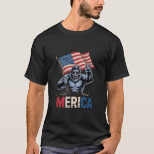 Camiseta Patriótico Bigfoot Merica Rock American Flag