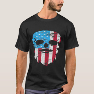Camiseta Patriótico bigode Barba de Barba Caveira 4 de jul
