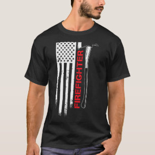 Camiseta Patriótico Bombeiro Americano Flag Ax
