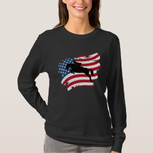 Camiseta Patriótico Cavalo Americano Bandeira Horseback And