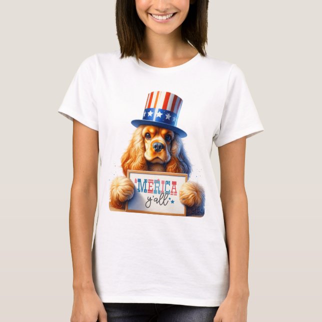 Camiseta Patriótico Cocker Spaniel "Merica Y'all (Frente)