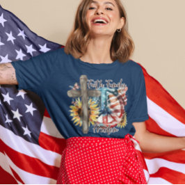Camiseta Patriótico Cristão Americano da Liberdade Familiar