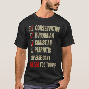 Camiseta Patriótico Cristão Conservador do Burundi