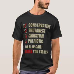 Camiseta Patriótico Cristão Conservador do Butão