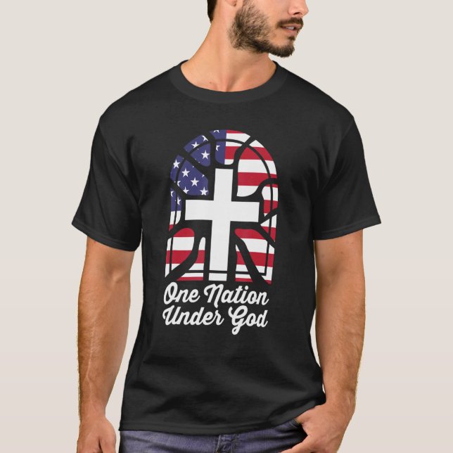 Camiseta Patriótico Cristão Dos Eua Mapeia A Nação Um Und (Frente)