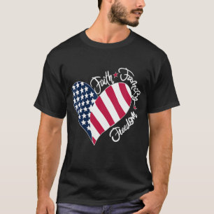 Camiseta Patriótico Cristão dos EUA Sinalizador Faith Famíl