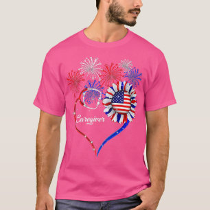Camiseta Patriótico Cuidador 4 De Julho Bandeira Americana 