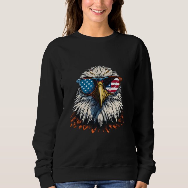 Camiseta Patriótico Da Bandeira Americana Bald Eagle Em Qua (Frente)