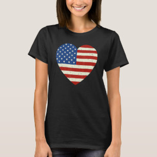 Camiseta Patriótico da bandeira americana Heart 4 de julho