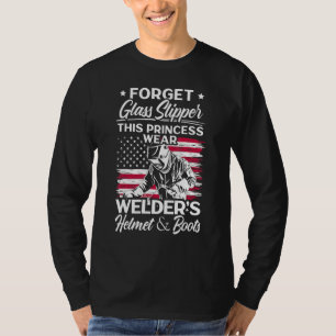 Camiseta Patriótico da bandeira americana Welder Helmet