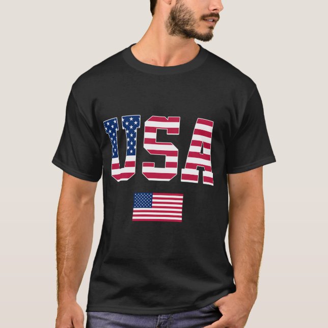 Camiseta Patriótico Da Bandeira Dos Eua 4 De Julho América (Frente)