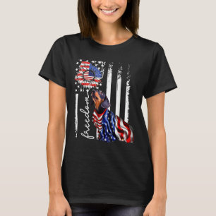 Camiseta Patriótico Da Liberdade Do Cão De Weiner Dachshund