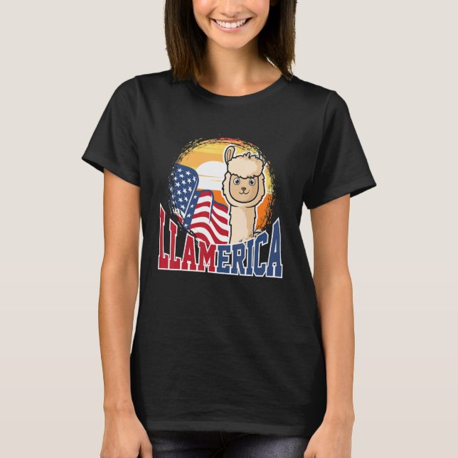 Camiseta Patriótico da Llamerica para Homens Mulheres Améri (Frente)