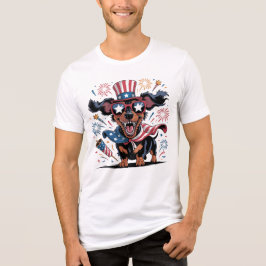 Camiseta Patriótico Dachshund Dog 4 de julho Bandeira Ameri