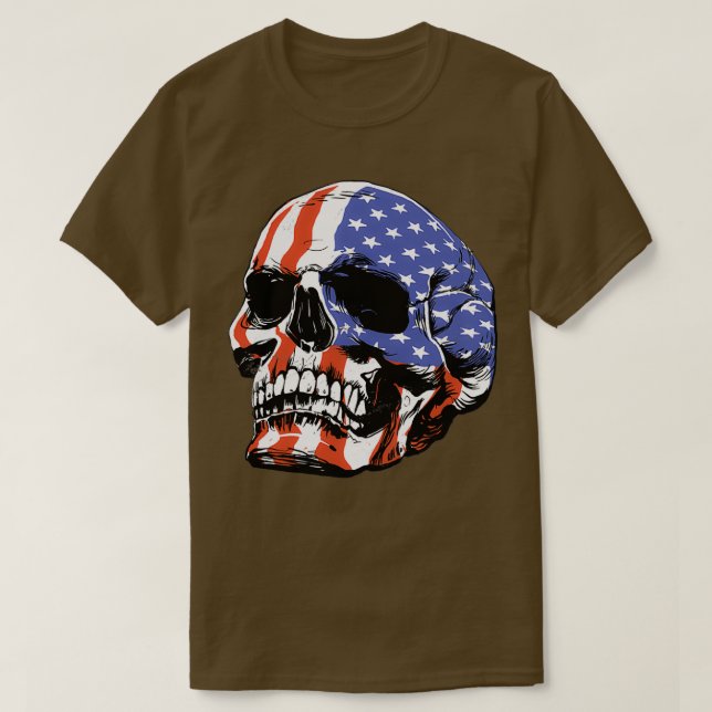 Camiseta Patriótico do crânio americano (Frente do Design)