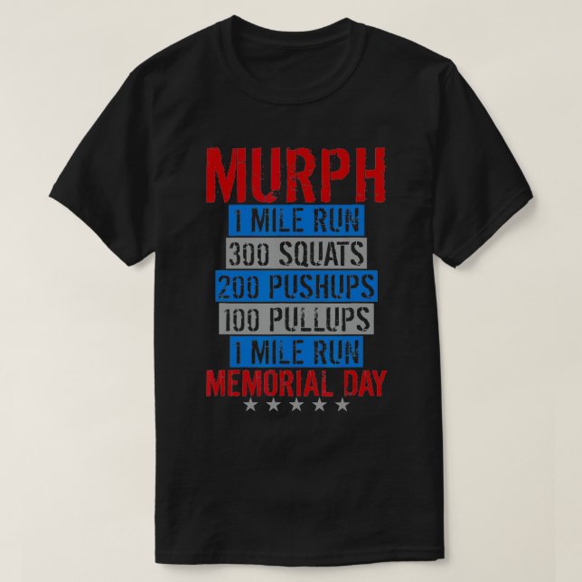 Camiseta Patriótico do Dia Memorial Murph Workout (Frente do Design)