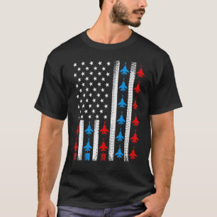Camiseta Patriótico Do Jato De 4 De Julho Americano Bandeir