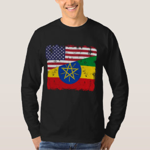 Camiseta Patriótico do Orgulho Etíope Bandeira Americana da