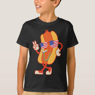 Camiseta Patriótico do Quarto de Julho do Hotdog Engraçado
