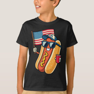 Camiseta Patriótico do Quarto de Julho do Hotdog Engraçado