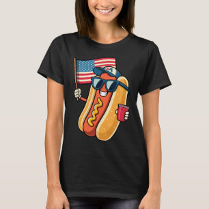 Camiseta Patriótico do Quarto de Julho do Hotdog Engraçado