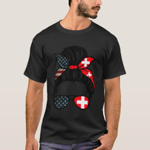 Camiseta Patriótico dos Estados Unidos, Suíça Mãe Suiça Ame