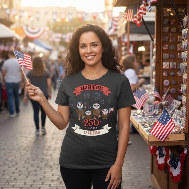Camiseta Patriótico dos EUA 250 Anos da Família Freedom Eag (Patriotic US 250 Years of Freedom Eagle Family Tri-Blend Shirt)