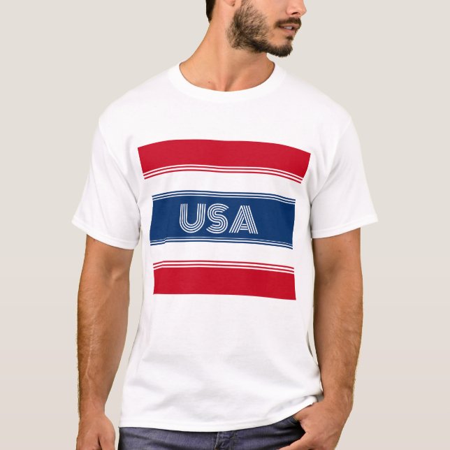 Camiseta Patriótico dos EUA - 4° de julho Vermelho Branco e (Frente)