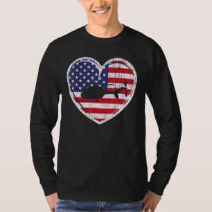 Camiseta Patriótico dos EUA Bandeira Vermelha Branca e Heli