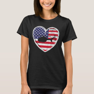 Camiseta Patriótico dos EUA Bandeira Vermelha Branca e Heli