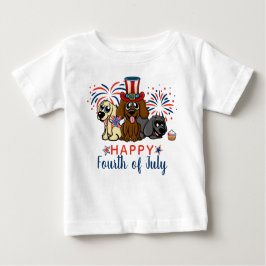 Camiseta Patriótico dos fogos de artifício de cães do dia 4