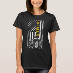 Camiseta Patriótico dos Tratores de Bandeiras Americanas de