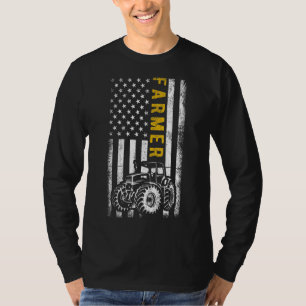 Camiseta Patriótico dos Tratores de Bandeiras Americanas de