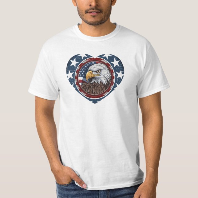 Camiseta Patriótico EUA Bald Eagle (Frente)